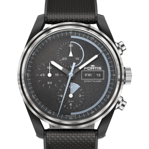 2 FORTIS Stratoliner S-41 Gravity Black auf Hybrid Strap F2340018