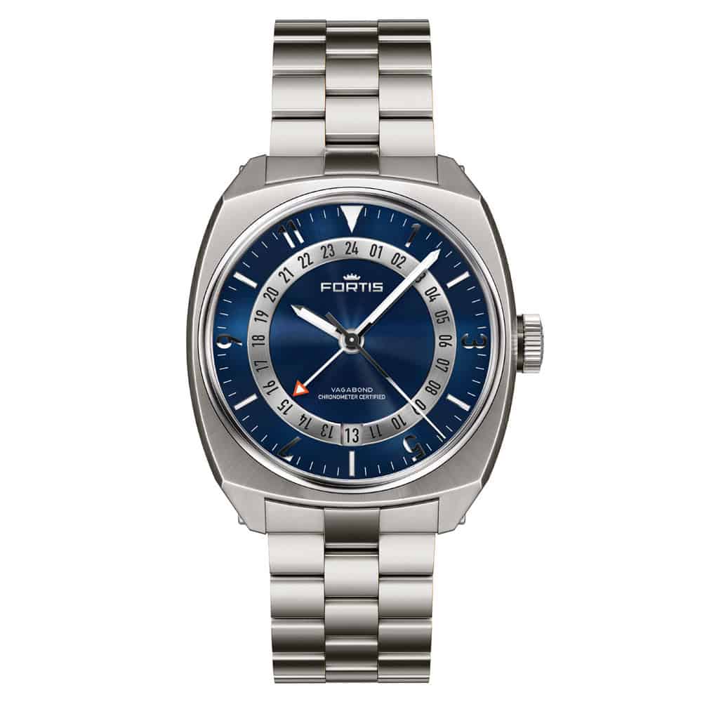 3 FORTIS Vagabond V-40 Blue Dusk auf Block Bracelet F6660002 | BURCK Uhrenshop 3 FORTIS Vagabond V-40 Blue Dusk auf Block Bracelet F6660002